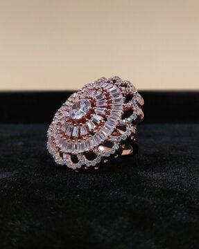 women american diamond studded adjustable ring
