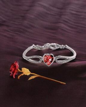 women american diamond-studded bracelet with artificial rose