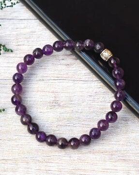 women amethyst-stone beaded stretch bracelet
