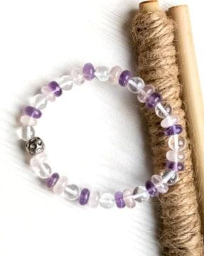 women amethyst-stone beaded stretch bracelet