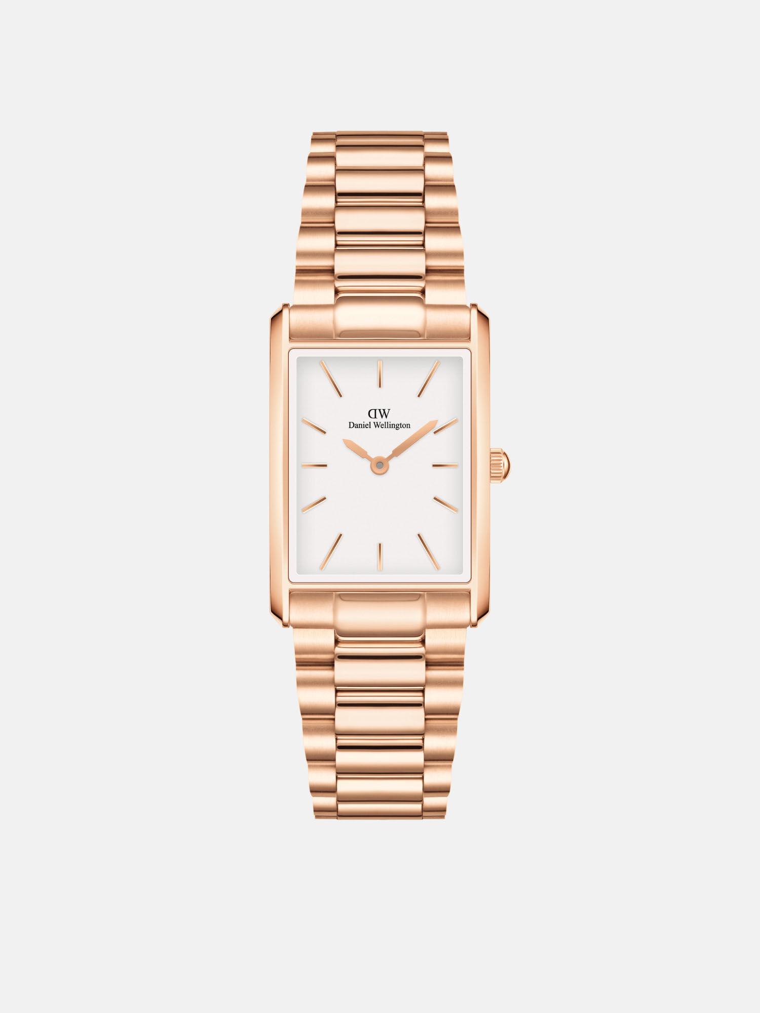 women analogue rectangular white dial watch- dw00100699k
