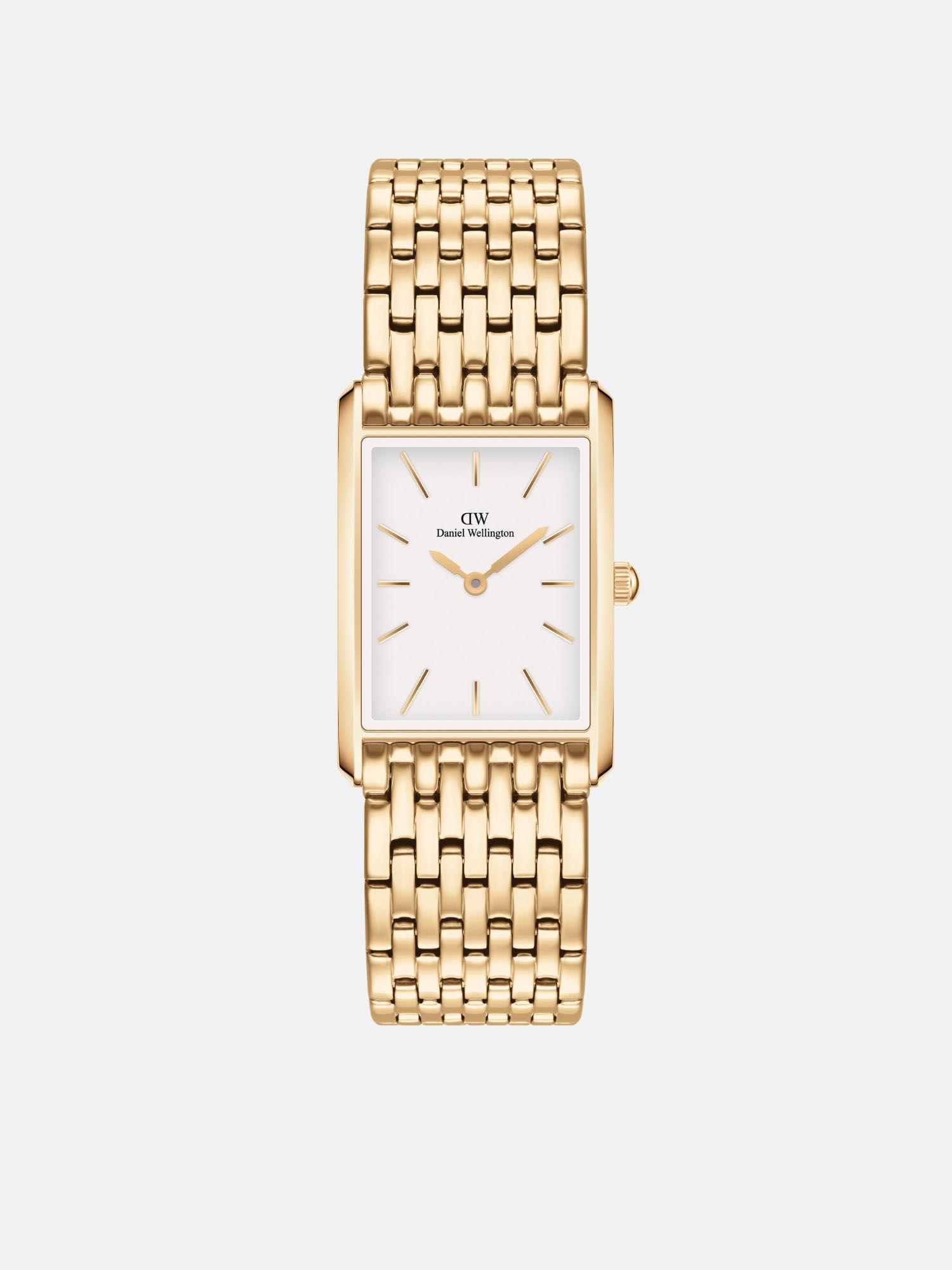 women analogue rectangular white dial watch- dw00100705k