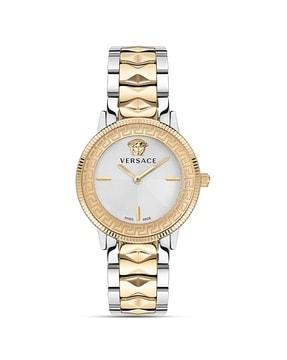 women analogue stainless steel round-dial watch- ve2p00422