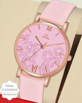 women analogue watch with floral print dial-118