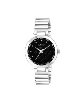 women analogue watch with metallic strap-lr315