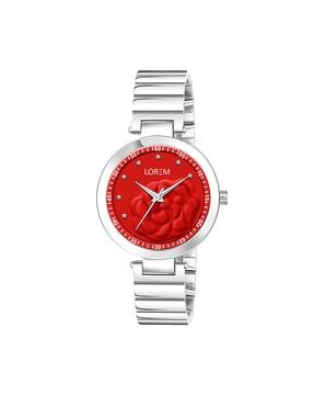 women analogue watch with metallic strap-lr317