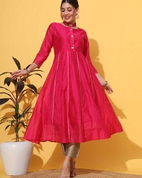 women anarkali kurta with striped detail