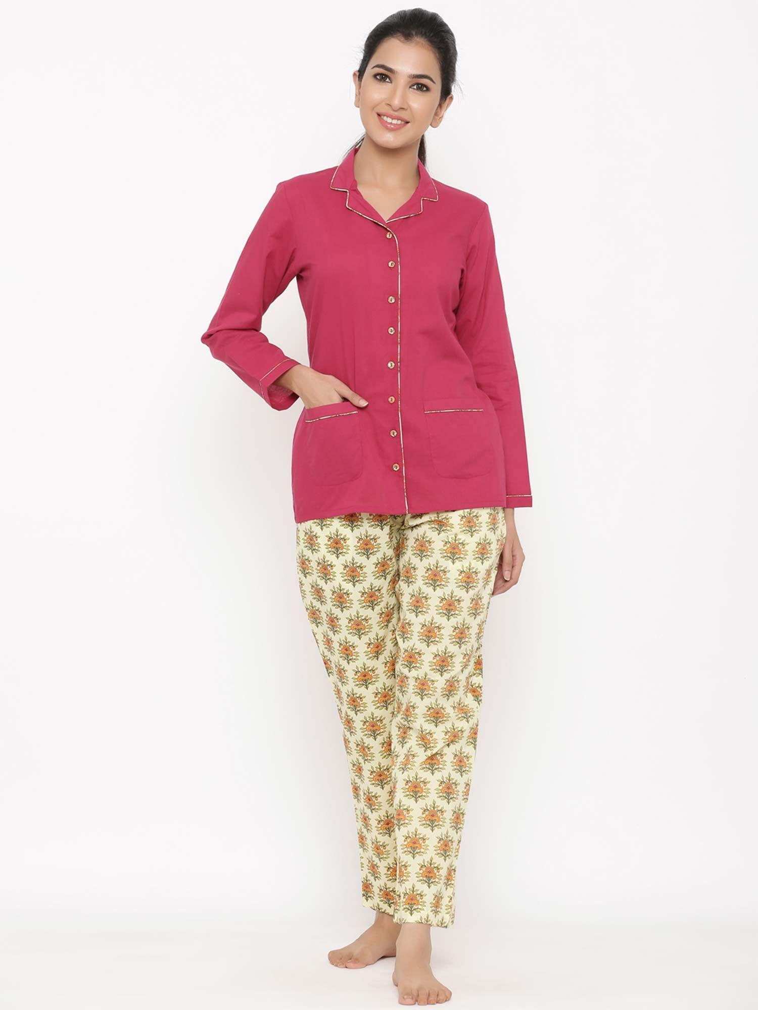 women and printed loungewear - magenta