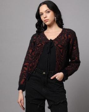 women animal pattern cardigan