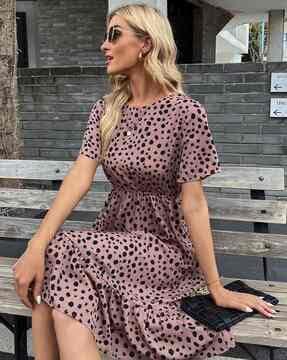 women animal print fit & flare dress