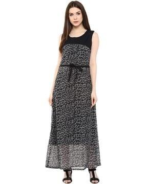 women animal print fit & flare dress