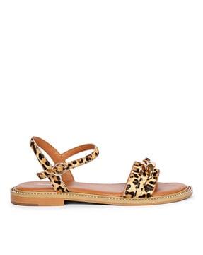 women animal print flat sandals