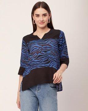 women animal print regular fit top