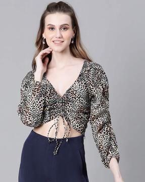 women animal print regular fit top