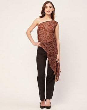 women animal print regular fit top