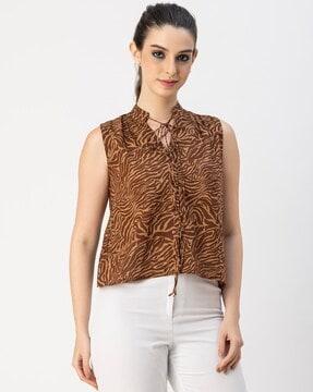 women animal print regular fit top