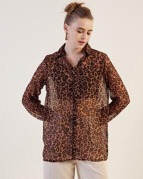 women animal print regular fit top