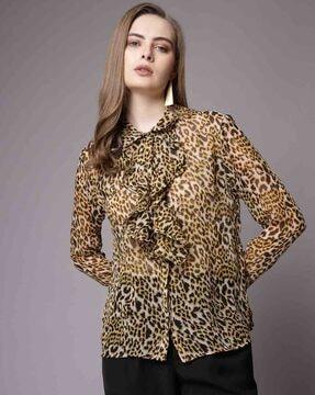 women animal print regular fit top