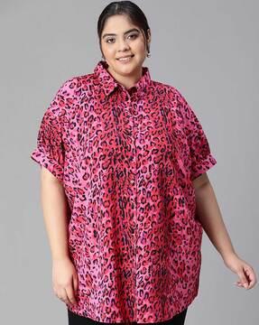 women animal print regular fit tunic