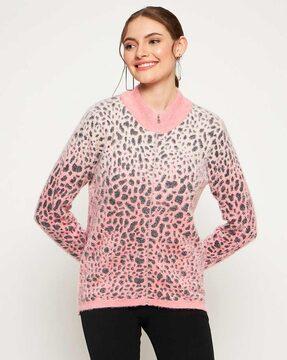 women animal print relaxed fit cardigan