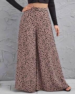 women animal print relaxed fit palazzos