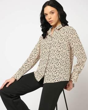 women animal print relaxed fit shirt