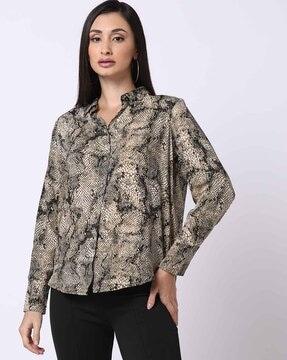 women animal print relaxed fit top