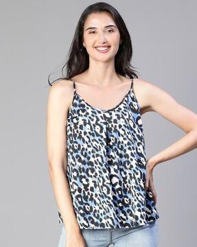 women animal print relaxed fit top