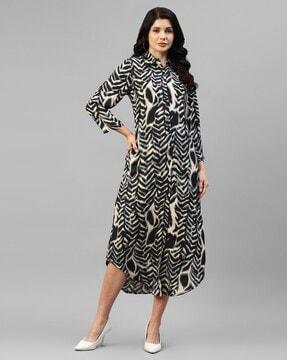 women animal print shirt dress