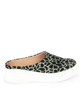 women animal print slip-ons shoes with mules