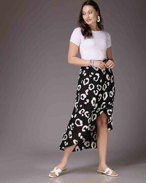 women animal print wrap skirt