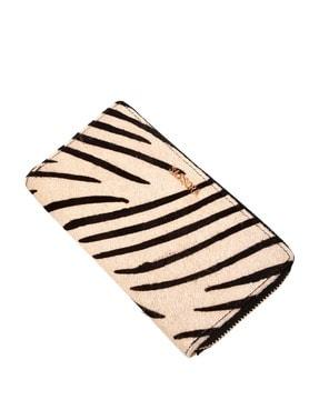 women animal print zip-around wallet