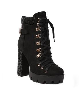 women ankle-length boots with lace fastening