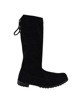 women ankle-length boots with tie-up