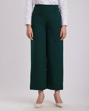 women ankle-length flat front trousers