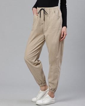 women ankle length joggers with drawstring fastening