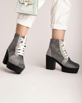 women ankle-length lace-up boots