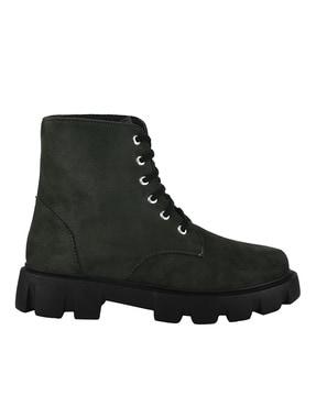 women ankle-length lace-up boots