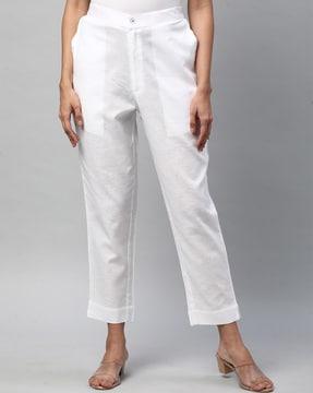 women ankle-length straight fit pants