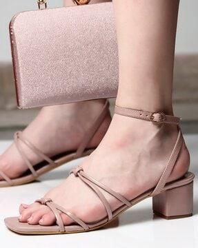 women ankle-strap chunky heeled sandals