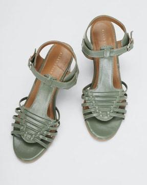 women ankle-strap chunky-heeled sandals