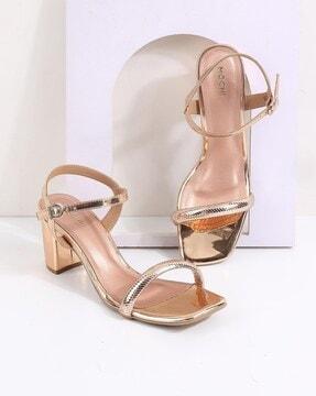 women ankle-strap chunky heeled sandals