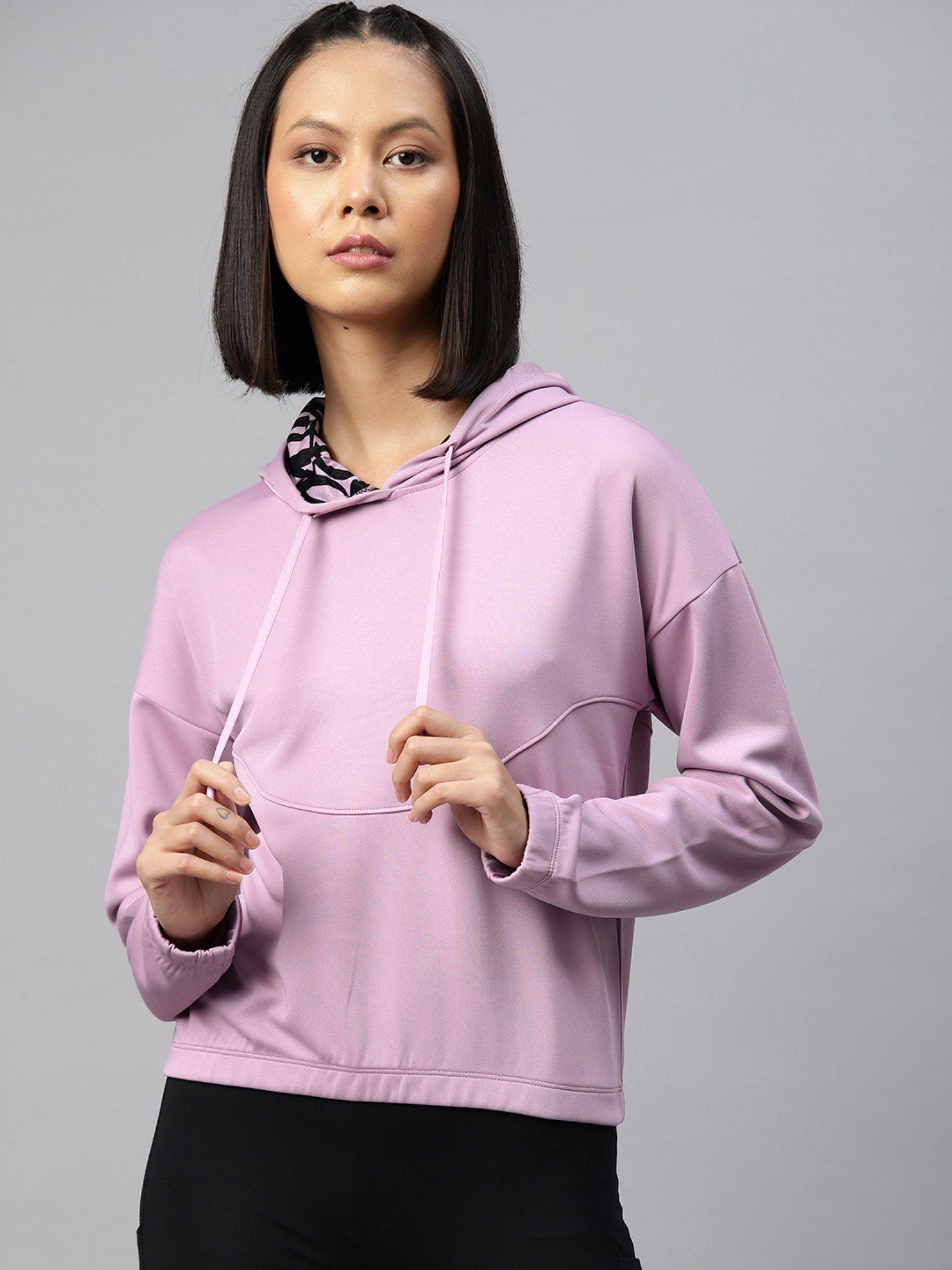 women anti static & drytech printed hooded sweatshirt