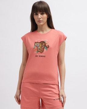 women applique cotton t-shirt