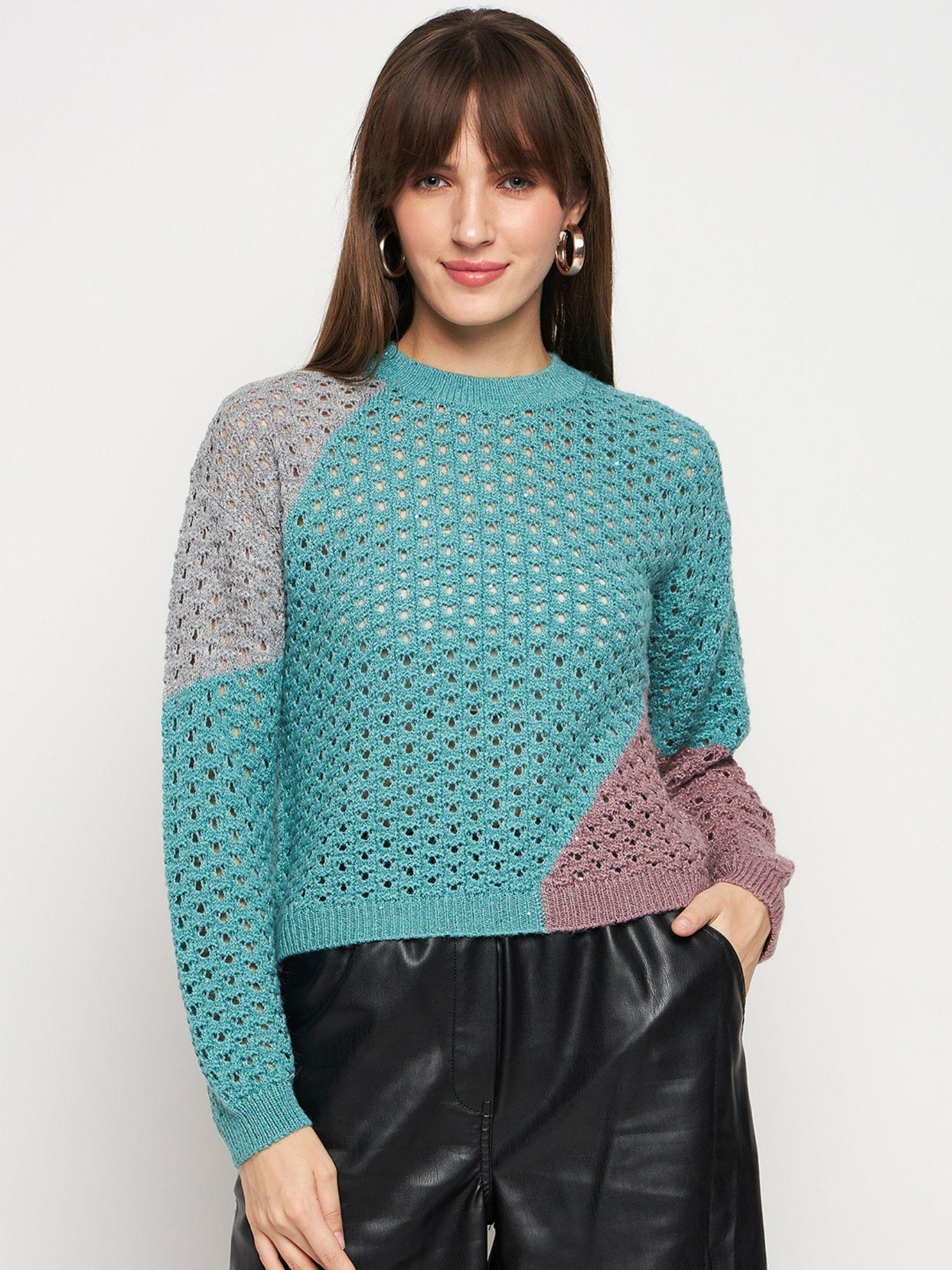 women aqua sweater