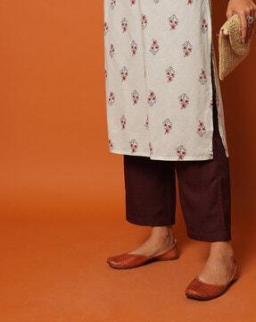 women art silk cropped pants with semi-elasticated waist