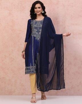 women art silk dupatta with lace border