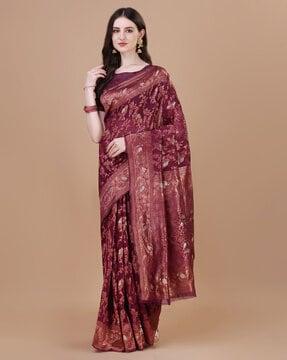 women art silk saree with contrast border