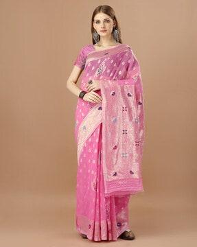 women art silk saree with contrast border