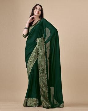 women art silk saree with patch border